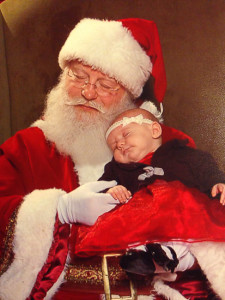 Santa sleeps with baby christmas pictures