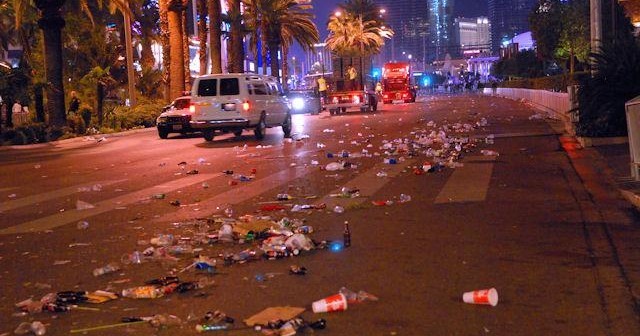 Las Vegas strip covered in trash and garbage.