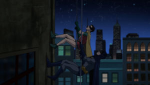 Batman: Return of the Caped Crusaders, robin climbs the wall