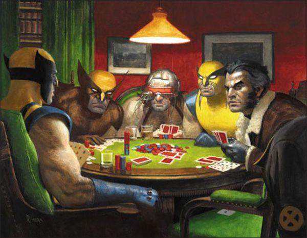 dogs playing poker wolverine