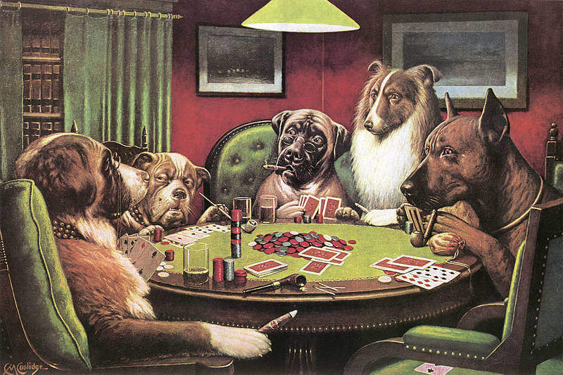 dogs playing poker painting, dogs playing poker