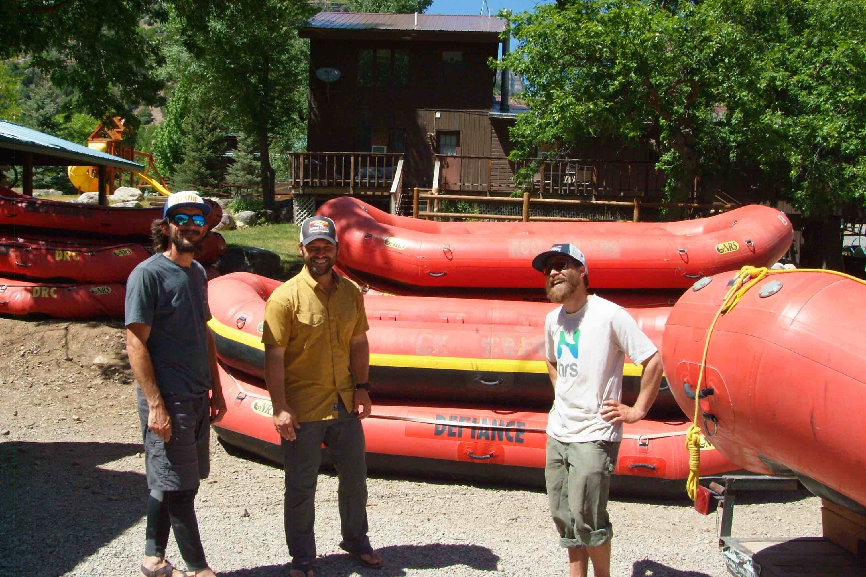 L-R: Jeremy Comeau, Gregory Cowen and Jamie Linstrum are the owners and operators of Defiance Rafting in Glenwood Caynon, CO. (Not Shown, Heather Cowen).