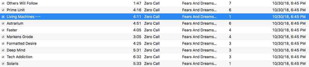 Zero Call playlist screen shot