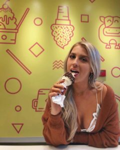 Katie Niedz licks ice cream