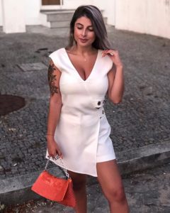 Mariana Dias in white dress