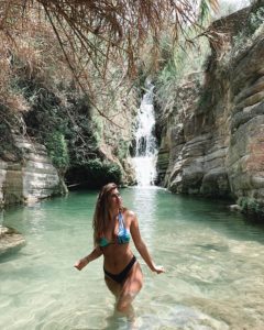 Kelly Levi at waterfall in Cyprus