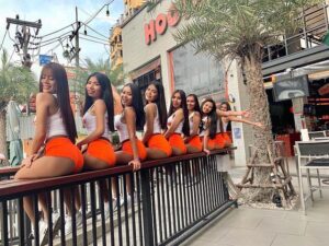 Pattaya Hooters Girls in a line, Thailand